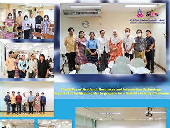 The Office of Academic Resources and
Information Technology inspects the
facility in order to prepare for a
Hybrid Learning Classroom.